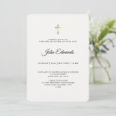 Invitation Modern Elegant Gold & Black Calligraphy Baptism  (Debout devant)