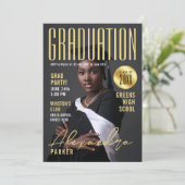 Invitation Modern Elegant Gold Graduation Class Of Photo (Debout devant)