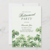 Invitation Modern Elegant Green Shamrock Retirement Party (Devant)