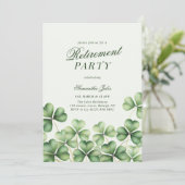 Invitation Modern Elegant Green Shamrock Retirement Party (Debout devant)
