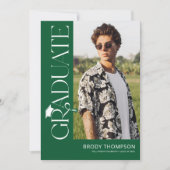Invitation Modern Elegant Green & White 3 Photo Graduation (Devant)