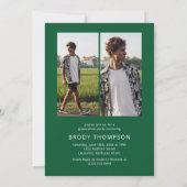 Invitation Modern Elegant Green & White 3 Photo Graduation (Dos)