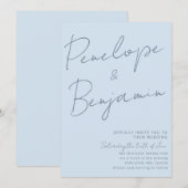 Invitation Modern Elegant Handwriting Soft Blue Wedding  (Devant / Derrière)