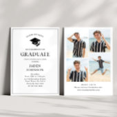 Invitation Modern Elegant Minimalist 4 PHOTO Graduation Party