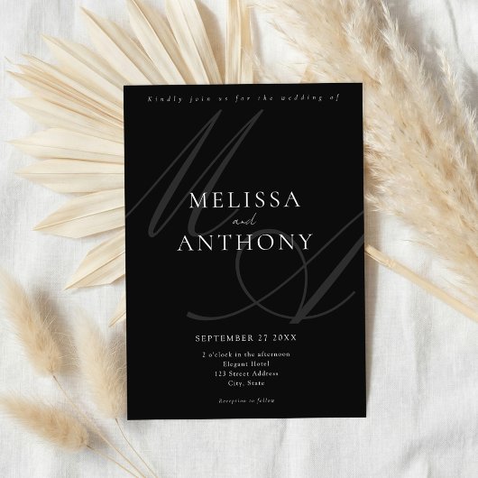 Invitation Modern Elegant Minimalist Black and White Wedding