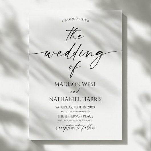 Invitation Modern Elegant Minimalist White Black Wedding