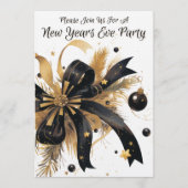 Invitation Modern Elegant New Years Eve Party Gold and Black (Devant)