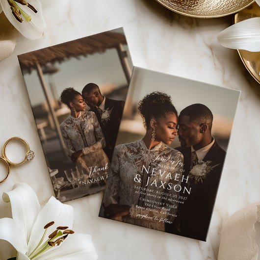 Invitation Modern Elegant Overlay Wedding Photo