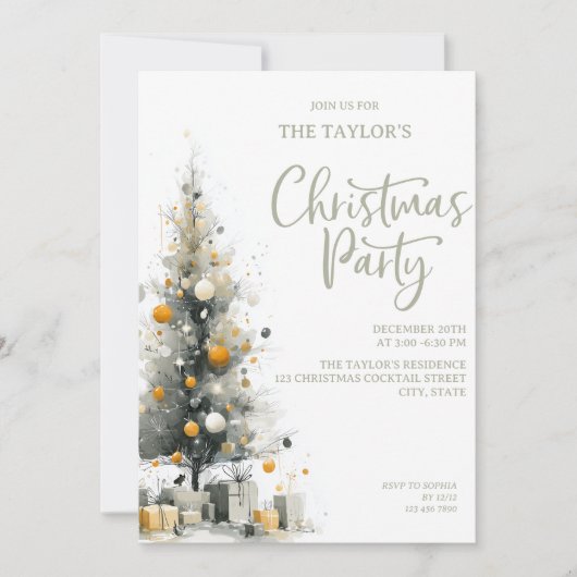Invitation Modern Elegant Pastel Christmas Tree Party (Devant)