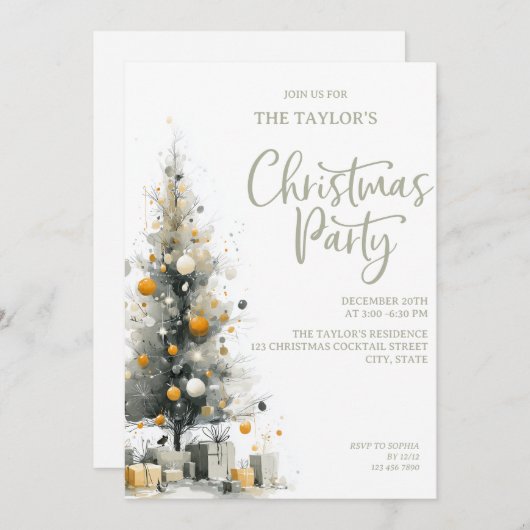 Invitation Modern Elegant Pastel Christmas Tree Party (Devant / Derrière)