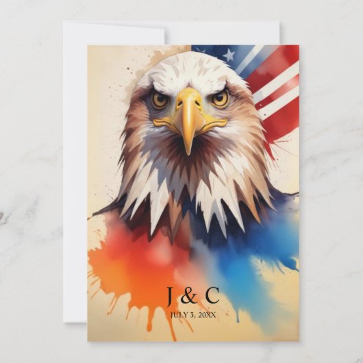 Invitation Modern & Elegant Patriotic Eagle Wedding Initials (Dos)