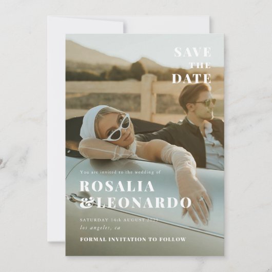 Invitation Modern Elegant Photo mariage enregistrer la date (Devant)