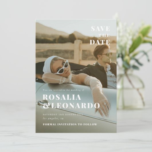 Invitation Modern Elegant Photo mariage enregistrer la date (Debout devant)