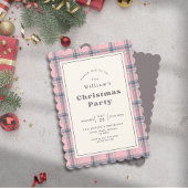 Invitation Modern Elegant Pink Plaid Christmas Party