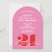 Invitation Modern Elegant Pink Red 21st Birthday Arch (Devant)
