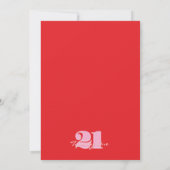 Invitation Modern Elegant Pink Red Retro 21st Birthday  (Dos)