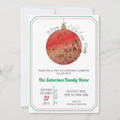 Invitation Modern Elegant Red Christmas Doodle Ornament (Devant)