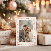 Invitation Modern Elegant Red Christmas Words Photo