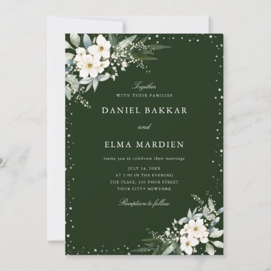 Invitation Modern Elegant Sage Green Boho Floral Wedding  (Devant)
