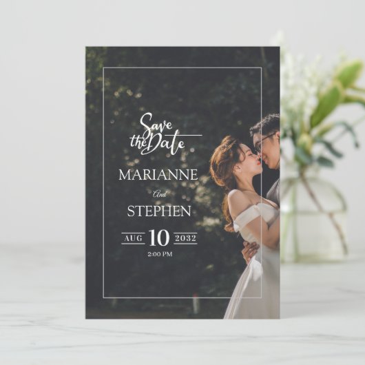 Invitation Modern Elegant Script Custom Photo Wedding (Debout devant)