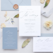 Invitation Modern Elegant Script Dusty Blue Wedding