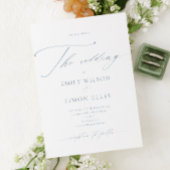 Invitation Modern Elegant Script Dusty Blue Wedding