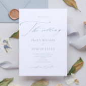 Invitation Modern Elegant Script Dusty Blue Wedding