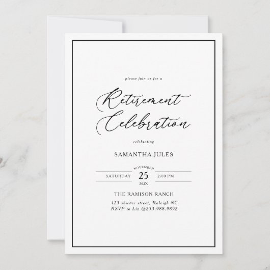 Invitation Modern Elegant Script Retirement Celebration (Devant)