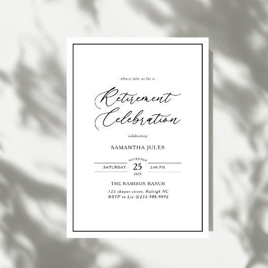 Invitation Modern Elegant Script Retirement Celebration