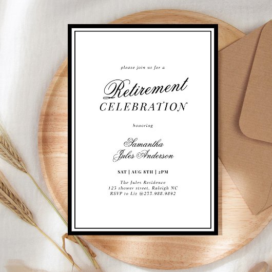 Invitation Modern Elegant Script Retirement Celebration