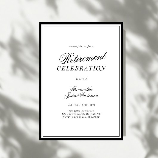 Invitation Modern Elegant Script Retirement Celebration