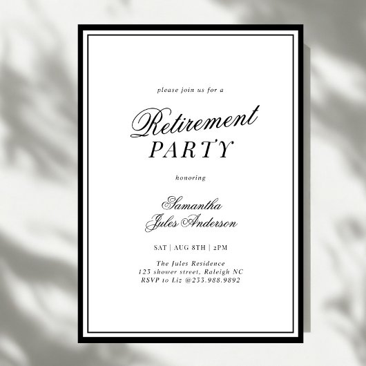 Invitation Modern Elegant Script Retirement Party 