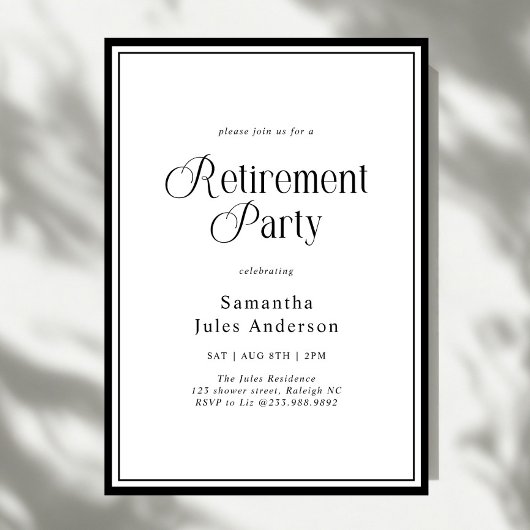 Invitation Modern Elegant Script Retirement Party 