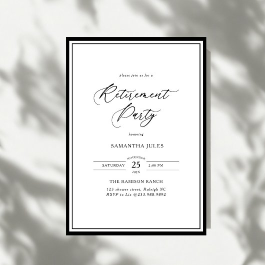 Invitation Modern Elegant Script Retirement Party