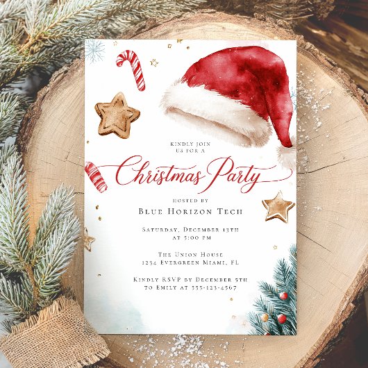 Invitation Modern Elegant Watercolor Christmas Party