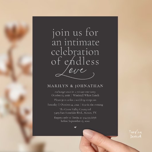 Invitation Modern Elegant Wedding, Endless Love, Reception