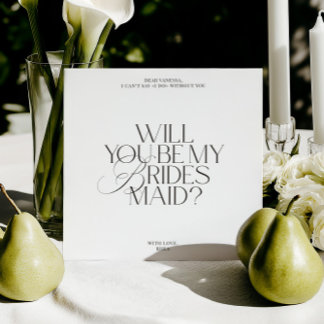 Invitation Modern Elegant White Bridesmaid Proposal Card