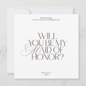 Invitation Modern Elegant White Maid of Honor Proposal Card (Devant)