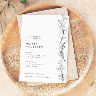 Invitation Modern Elegant Wildflower Floral Baby Shower
