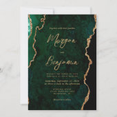 Invitation Modern Emerald Green Agate Script Photo Wedding (Devant)