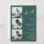 Invitation Modern emerald green casual initials photo wedding (Devant)