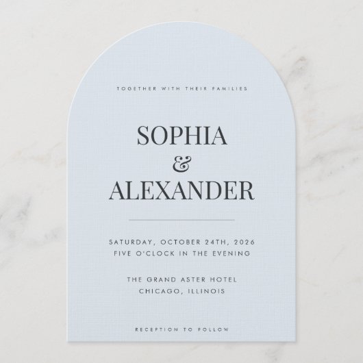 Invitation Modern Emerald Green & Ice Blue Arch (Devant)