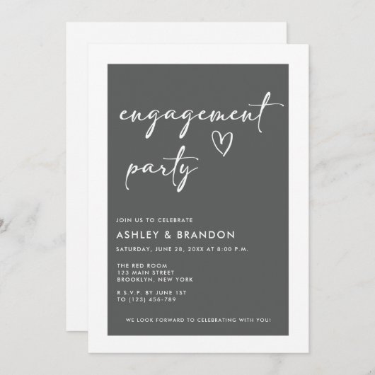 Invitation Modern Engagement Party (Devant / Derrière)