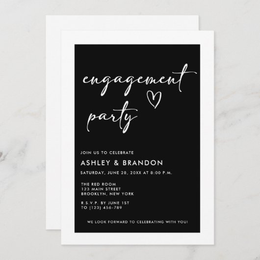 Invitation Modern Engagement Party (Devant / Derrière)