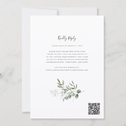 Invitation Modern Eucalyptus Greenery Wedding QR Code RSVP (Dos)