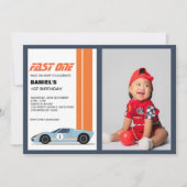 Invitation Modern Fast One Race Car 1er Anniversaire Photo (Devant)