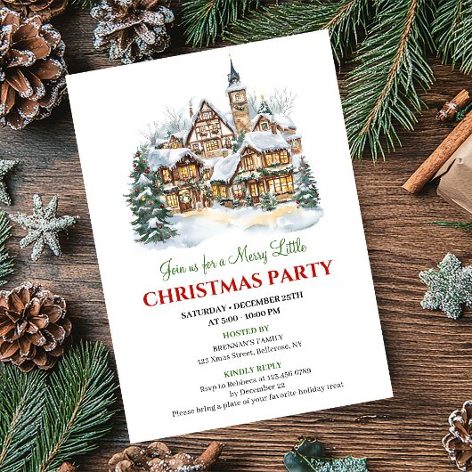 Invitation Modern festive city Christmas party dinner invite