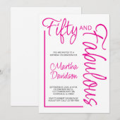 Invitation Modern Fifty and Fabulous 50th Birthday Party (Devant / Derrière)