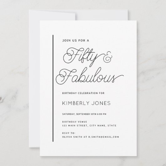 Invitation Modern Fifty and Fabulous 50th Birthday Party (Devant)
