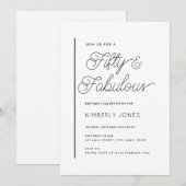 Invitation Modern Fifty and Fabulous 50th Birthday Party (Devant / Derrière)